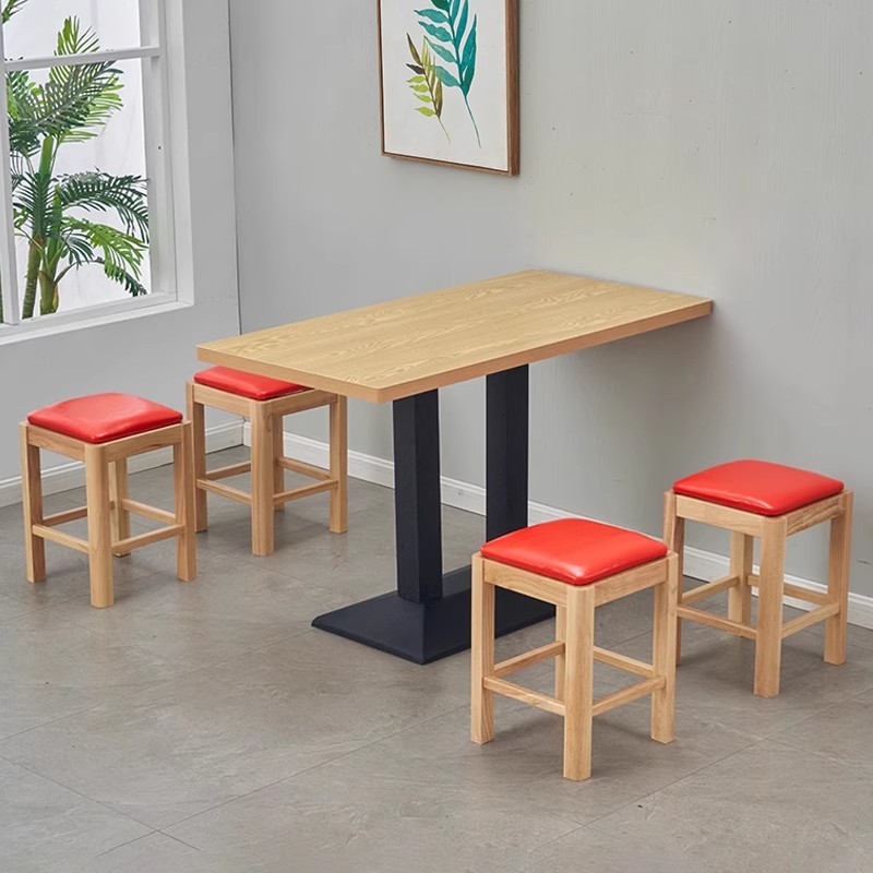 实木方凳实木岩板餐桌早餐奶茶烧烤凳无靠背凳快餐小吃店新款餐椅