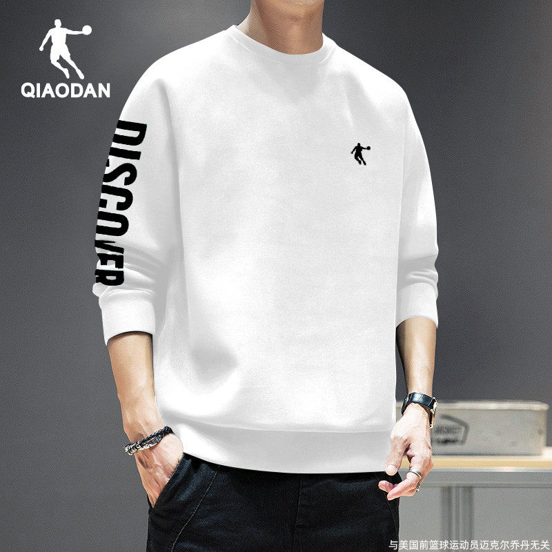 乔丹卫衣男春秋季2026新款官方正品白色圆领长袖青少年宽松运动服