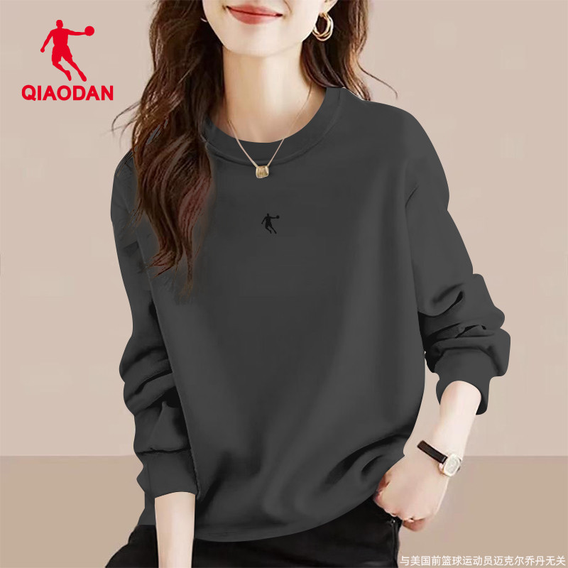 乔丹卫衣女圆领套头衫宽松运动服