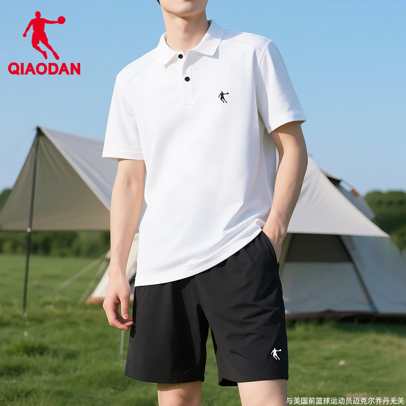 乔丹POLO衫运动套装男士夏季2025新款冰丝透气短袖短裤休闲两件套