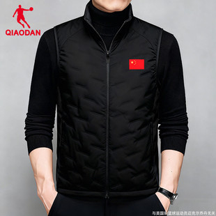 乔丹羽绒马甲男款2025冬季新款轻薄健身训练跑步坎肩外套运动马夹