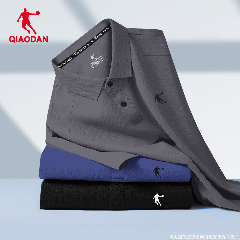 乔丹polo衫男士短袖t恤夏季新款休闲商务翻领上衣灰色运动体恤男