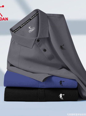 乔丹polo衫男士短袖t恤夏季新款休闲商务翻领上衣灰色运动体恤男