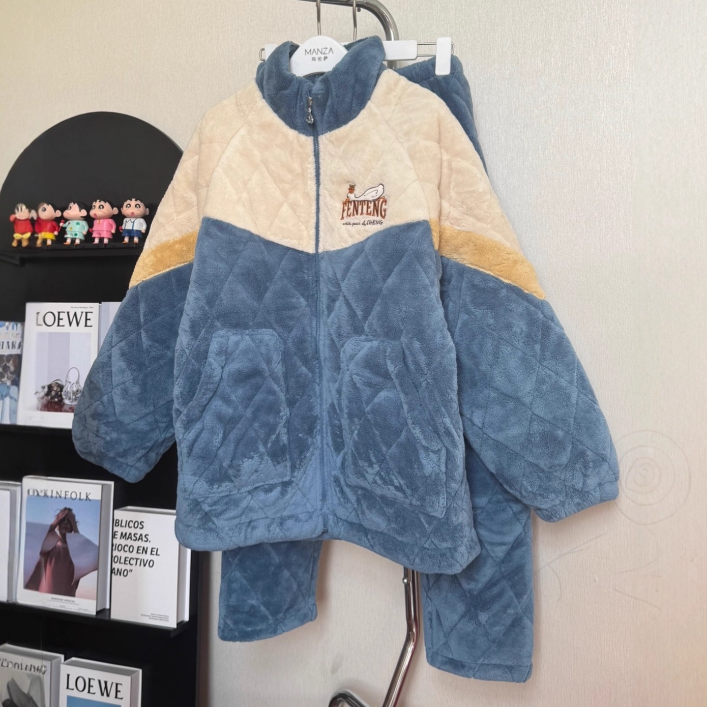 芬腾男冬季加厚夹棉抗静电睡衣