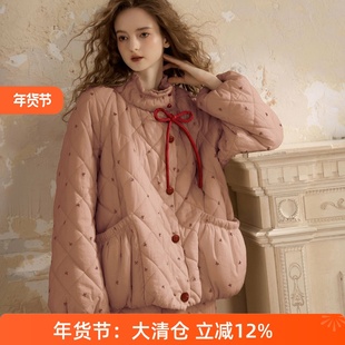 尘熙专柜正品睡衣女冬季加绒加厚三层夹棉保暖甜美家居服纯棉袄套