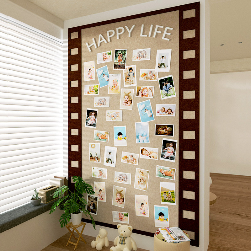 胶片毛毡板照片墙背景板挂墙面粘相片框展示羊毛毡版墙贴软木板免打孔
