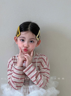 韩系早春新款黄色格子手作布艺发夹刘海夹碎发边夹网红气质侧边夹