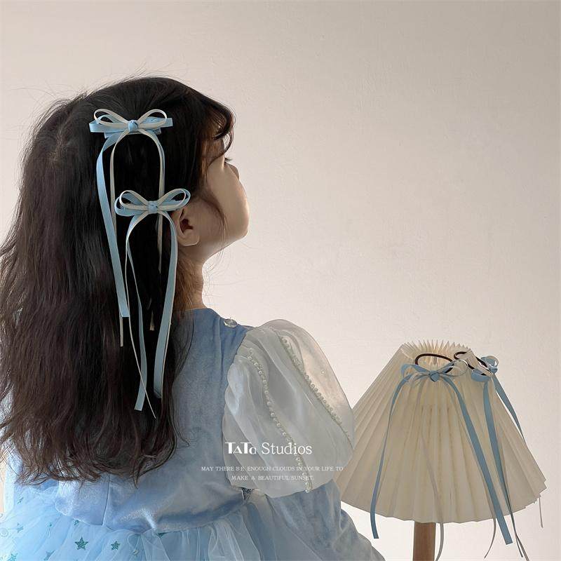 韩国蓝色丝带蝴蝶结发夹儿童公主超仙飘带编发夹子后脑勺发卡发绳,童装/婴儿装/亲子装,发饰,淘宝优惠券,粉丝福利购,淘宝优惠卷
