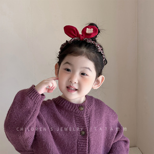韩国儿童布艺百搭发箍宝宝蝴蝶结碎花兔耳朵小熊发卡女童可爱头箍