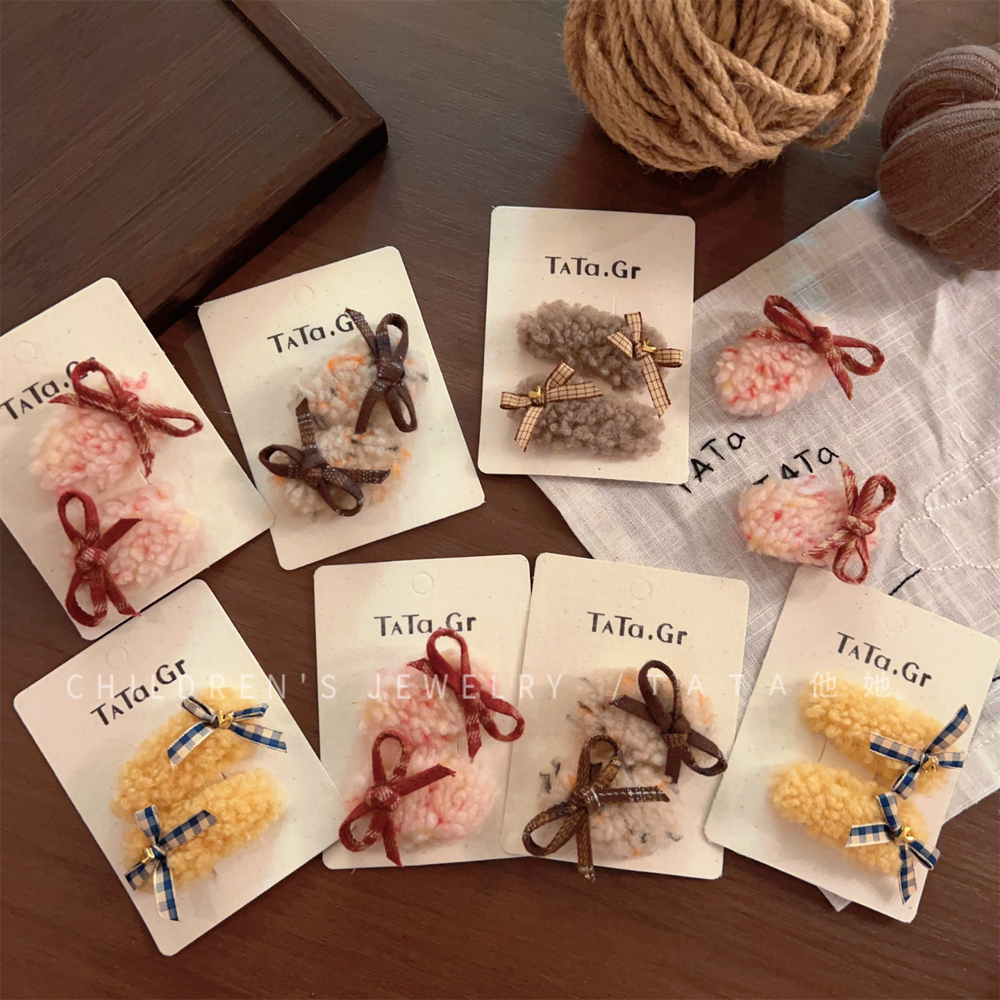 卷糖果儿童发夹秋冬新款毛绒蝴蝶结发夹可爱女羊羔毛BB夹百搭头饰