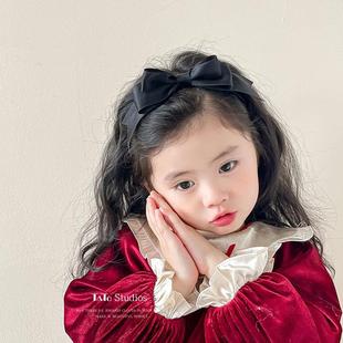 秋冬新款女童黑色蝴蝶结发箍小女孩洋气头箍宝宝发饰儿童发卡头饰