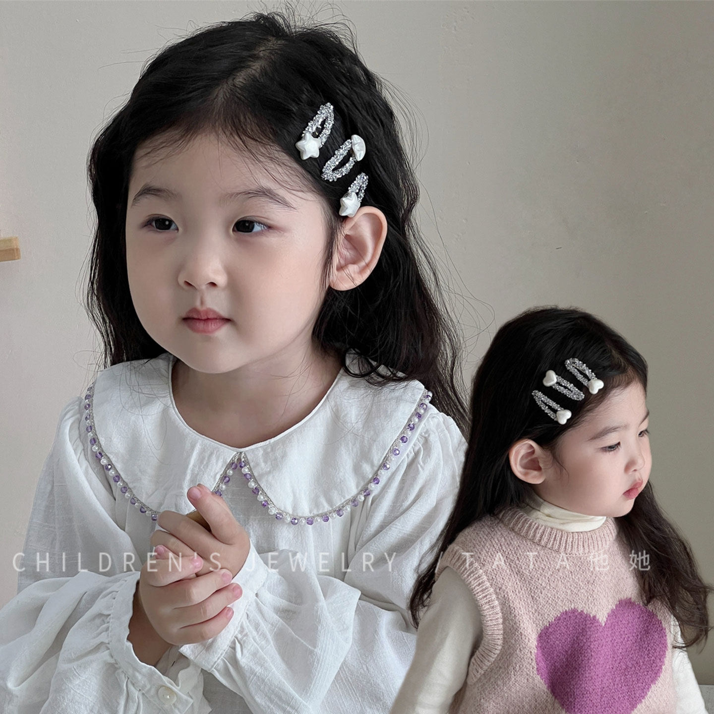 宝宝高级感星星银色超闪发夹