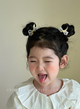 韩系甜美珍珠蝴蝶结可爱女童发夹