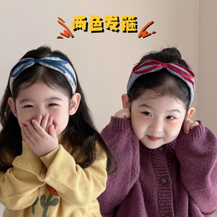 韩系红蓝格纹学院风发箍百搭发卡小女孩防滑头箍气质洋气发圈头绳