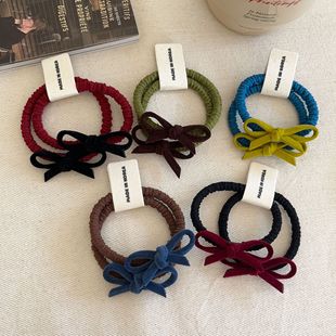 小女孩秋冬彩色丝绒蝴蝶结发圈发绳儿童双马尾扎发皮筋头绳发饰品