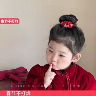 喜庆红色福袋糖葫芦发夹发圈高颜值新年发饰女宝宝喜庆拜年服头饰