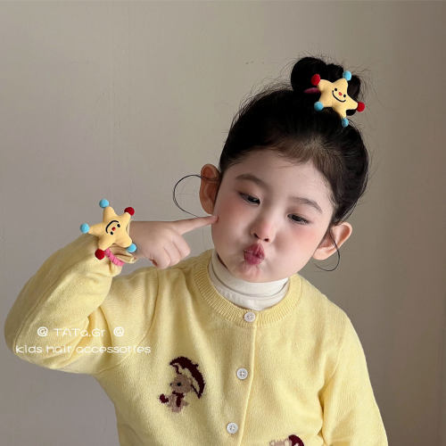 女童可爱笑脸星星高弹发圈皮筋