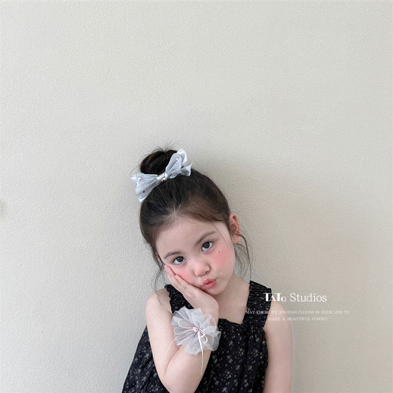 公主风灰色网纱织带蝴蝶结头绳女童宝宝甜美烫钻发圈扎低丸子发饰,童装/婴儿装/亲子装,发饰,淘宝优惠券,粉丝福利购,淘宝优惠卷