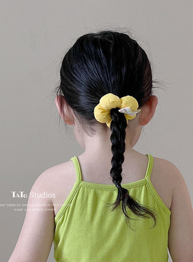 奶黄色可爱花朵儿童发圈女童马尾发绳不伤发宝宝扎头发皮筋头绳