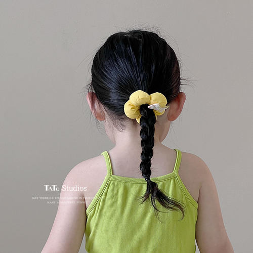 奶黄色可爱花朵儿童发圈