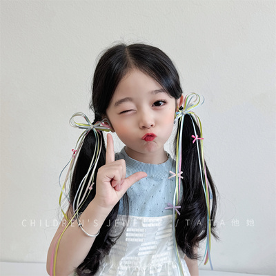 甜妹彩虹超仙长飘带女童发卡