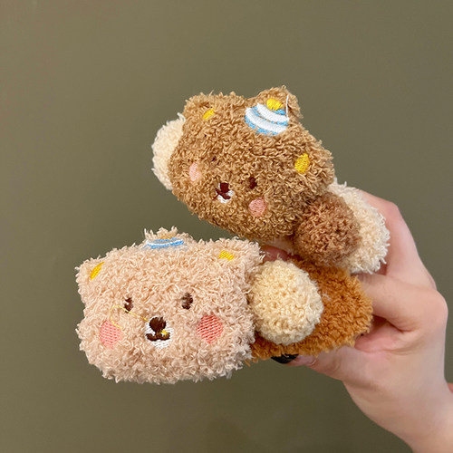 儿童毛绒布丁熊大号发夹