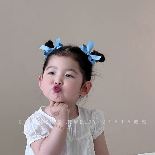 女童宝宝蓝色扎头发皮筋头绳发绳