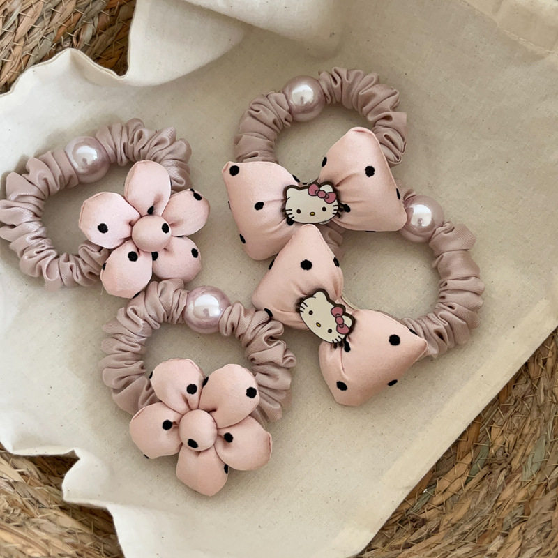 2026新款韩系波点大肠发圈HelloKitty蝴蝶结头花高弹力不伤发皮筋