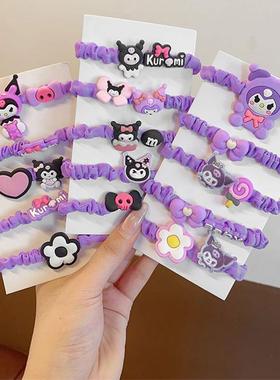 儿童发圈女童库洛米小肠头绳高弹力不伤发紫色发饰宝宝扎头皮筋