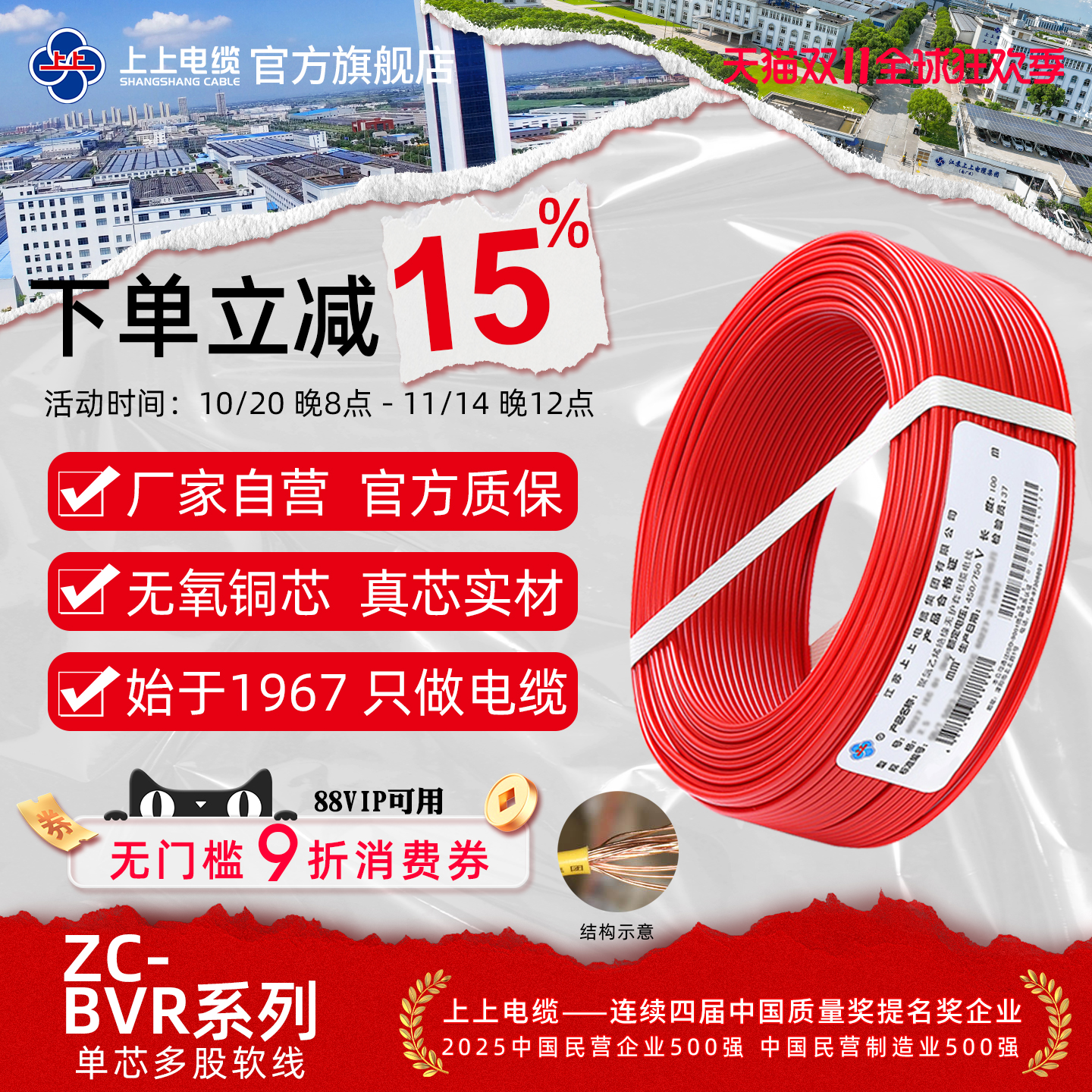 平方无氧单芯多股软线