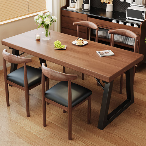 万虎长方形新中式餐桌餐桌椅组合