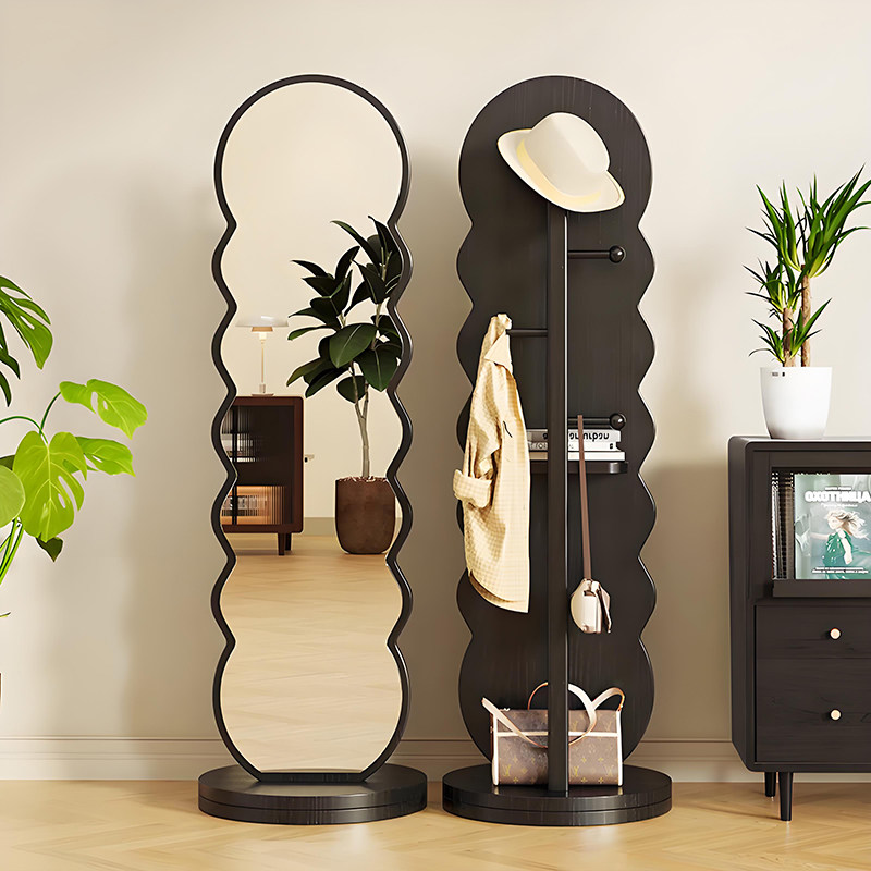 全身镜落地旋转衣帽架一体穿衣镜