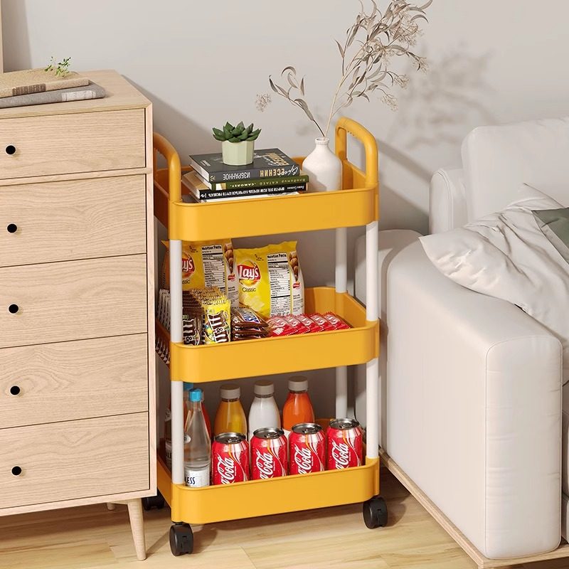 多层书架落地置物架可移动厨房蔬菜篮零食收纳小推车卧室床头架子,收纳整理,家用收纳手推车,淘宝优惠券,粉丝福利购,淘宝优惠卷