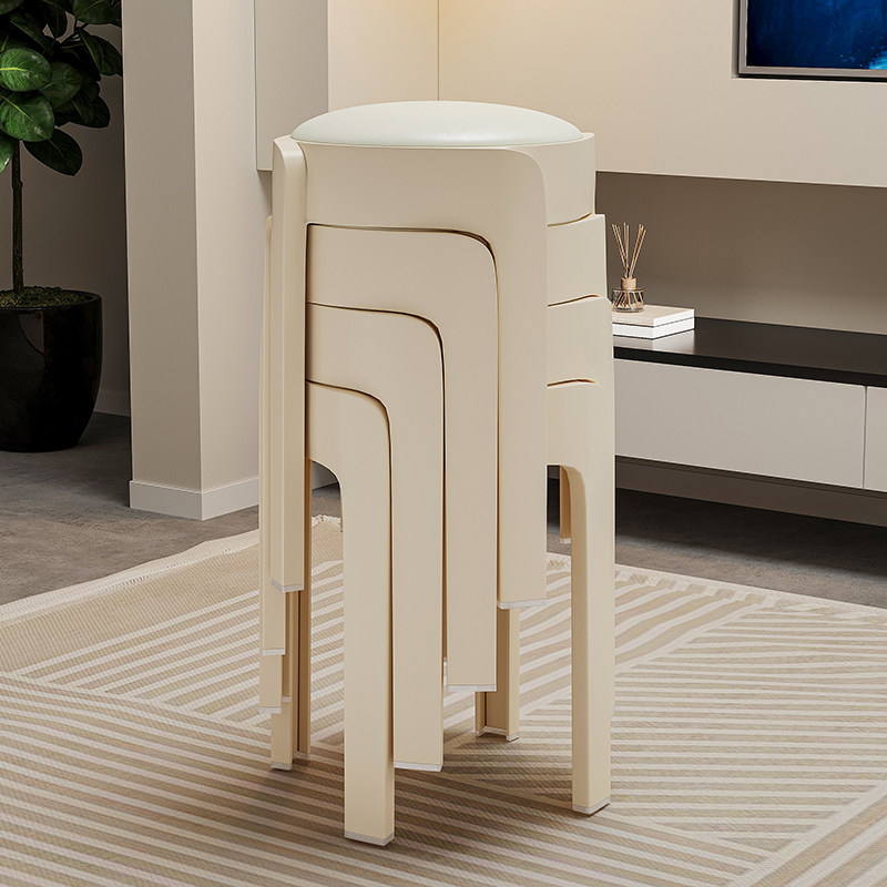 塑料椅子加厚家用可叠放饭厅餐桌软包小凳子结实耐用轻奢网红餐椅