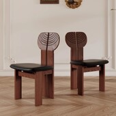 实木餐椅家用靠背凳子中古餐桌椅休闲 覆古茶椅设计师茶桌主人椅