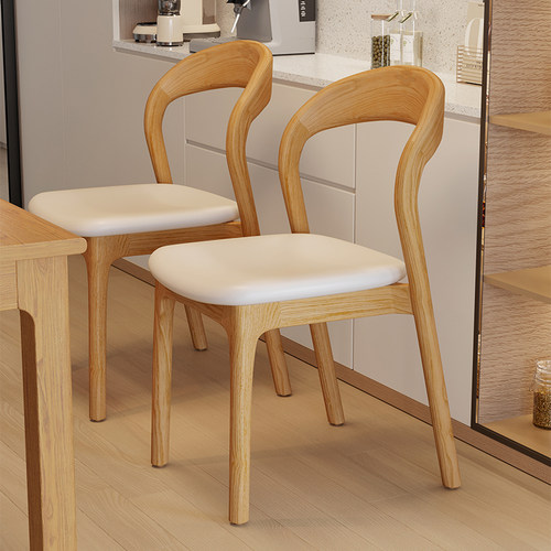 软包靠背椅中古原木餐桌椅吃饭凳