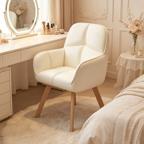 奶油风化妆凳可旋转衣帽间凳子