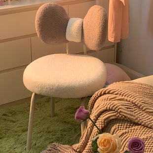 餐椅家用奶油风化妆凳女生卧室靠背化妆椅子可旋转梳妆台专用凳子