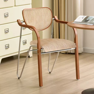 适用中古餐椅家用餐厅吃饭凳子网红设计师休闲客厅中古带扶手靠背