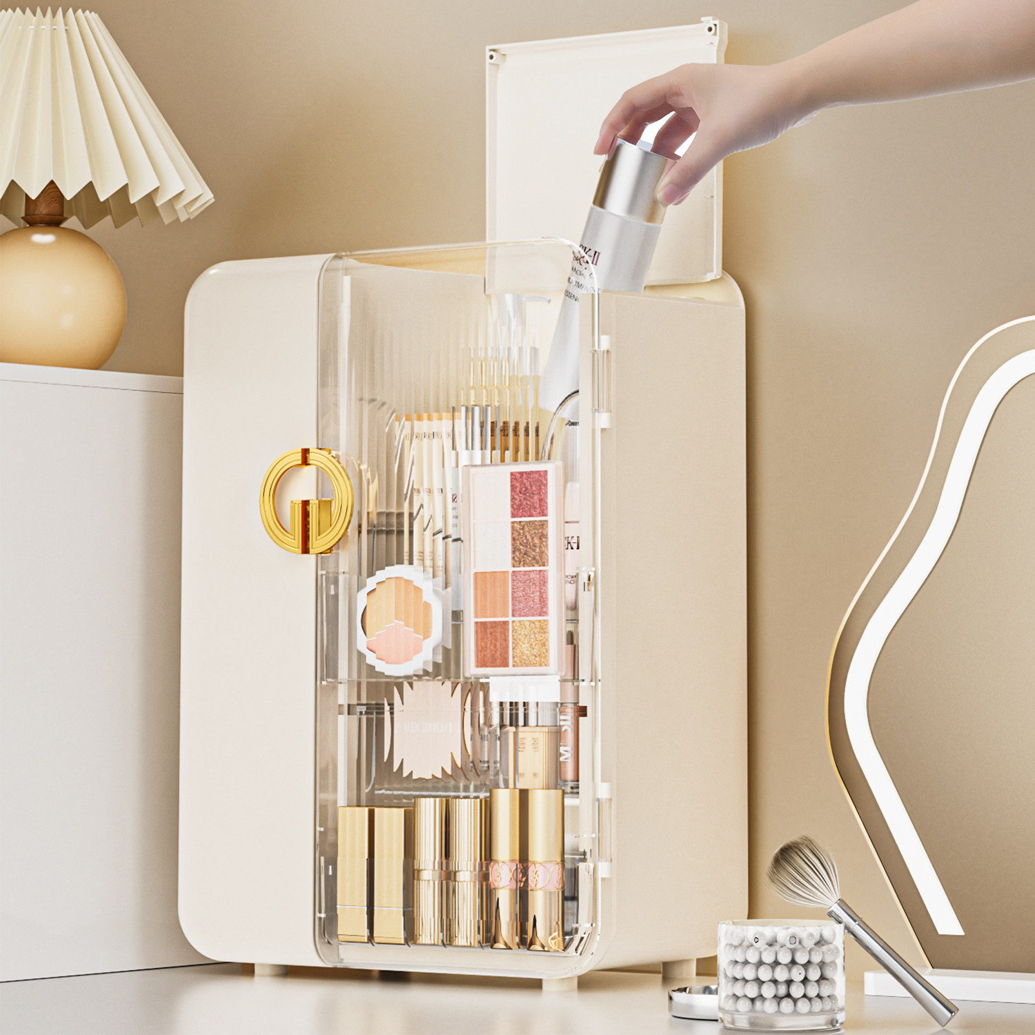 点亮空间化妆品收纳盒抽屉式透明桌面整理盒79元