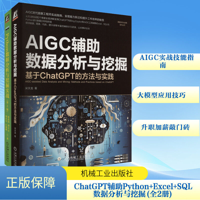 ChatGPT辅助Python+Excel+SQL数据分析与挖掘(全2册) 宋天龙 等 著 计算机控制仿真与人工智能专业科技 新华书店正版图书籍