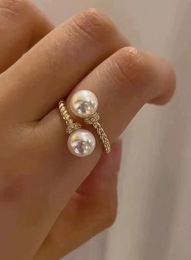 天然珍珠淡水akoy戒指正圆