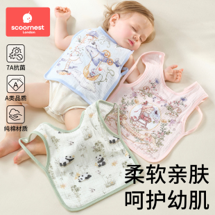 婴儿口水巾新生儿围嘴宝宝罩衣春夏季 纯棉纱布防水围兜防吐奶 薄款