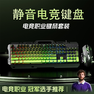 戴尔笔记本通用机械感键盘鼠标套装 电脑有线游戏电竞专用静音键鼠