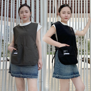 时尚马甲围裙工装坎肩防水防油透气耐脏耐磨工作服定制logo印字女