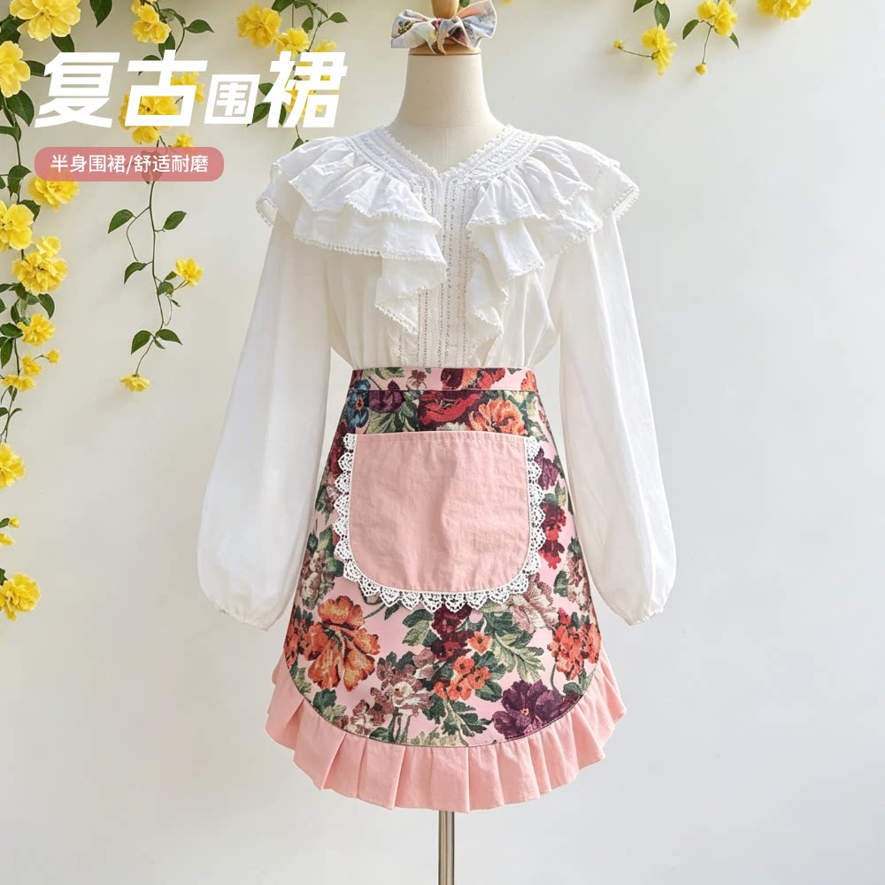 迪迪龙花边精致防水防尘耐磨围裙