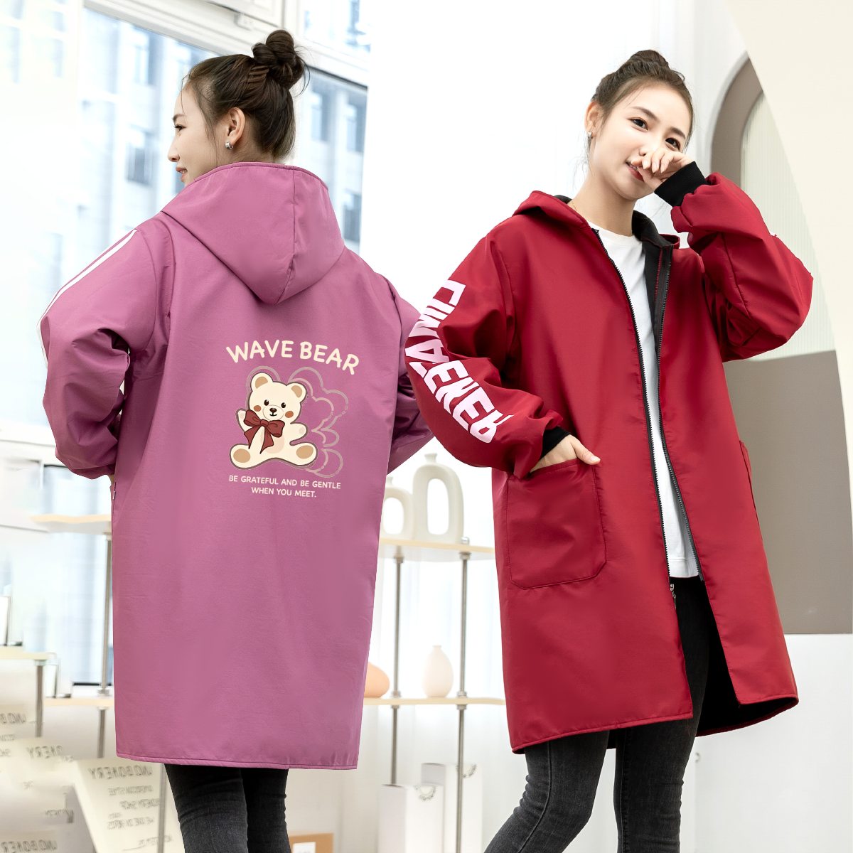 加绒加厚长袖正穿连帽工作服罩衣