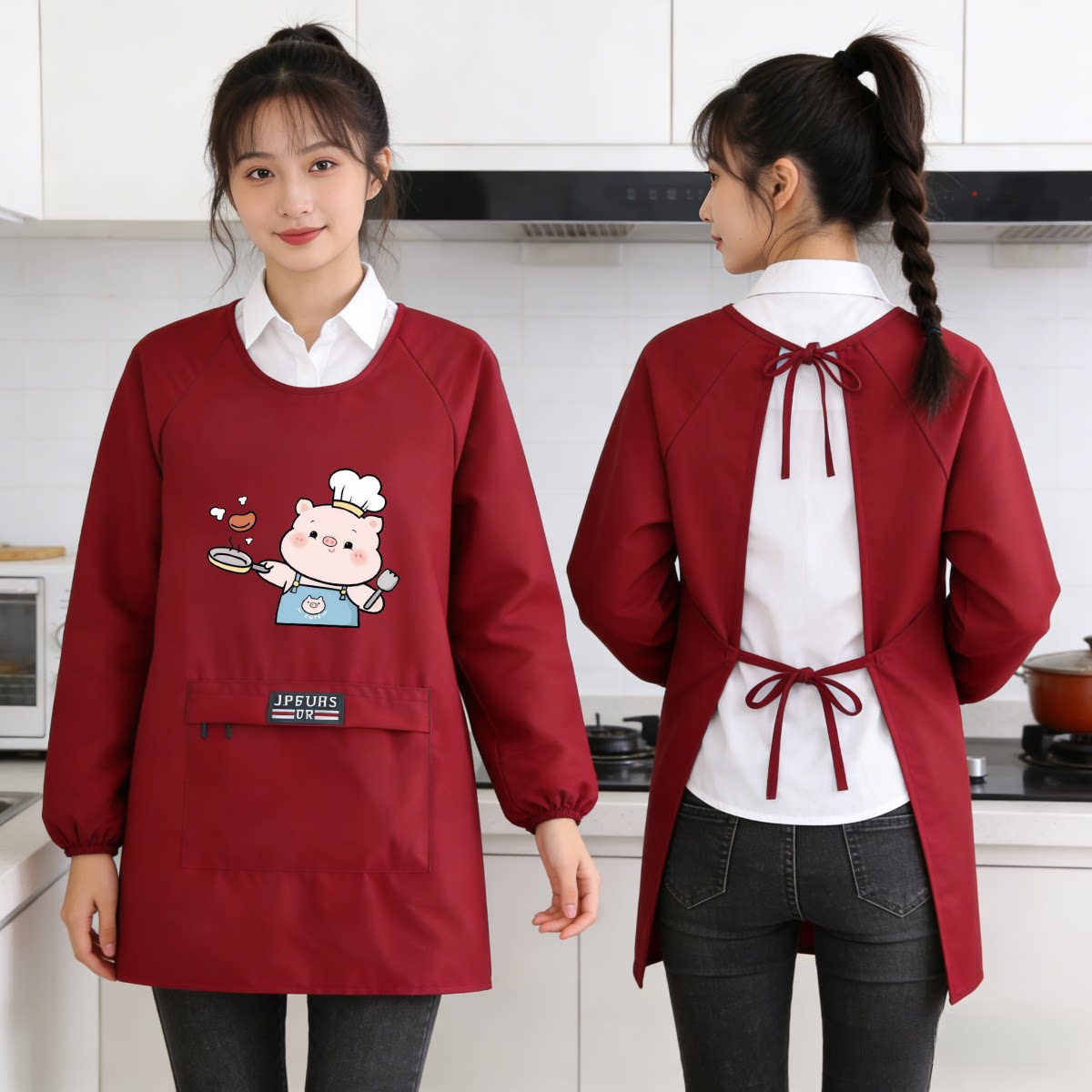 短款小个子围腰防泼水成人围裙舒适防油厨房做饭罩衣餐饮工作服女