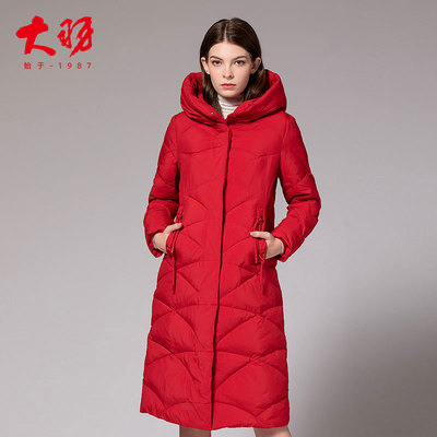 连帽修身长款羽绒服冬装外套新品