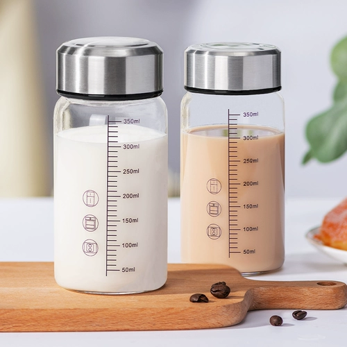 Водяной чашка с масштабной стаканчиком для домашнего портативного боросиликатного молока